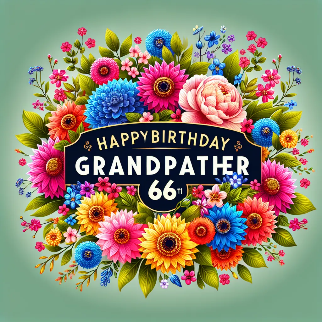 Happy 66th Birthday Grandfather with Flowers Nature Floral Style