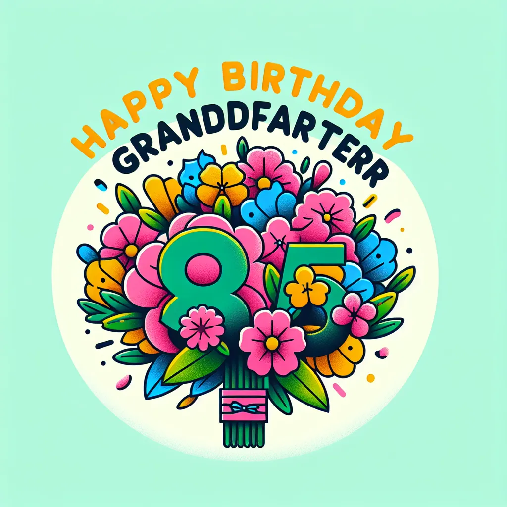 Happy 85th Birthday Grandfather with Flowers Humorous Funny Style