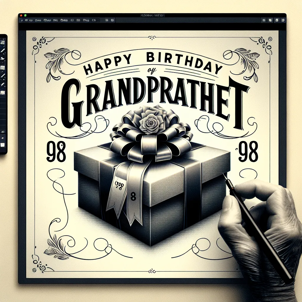 Happy 98th Birthday Grandfather with Gift Elegant Classic Style