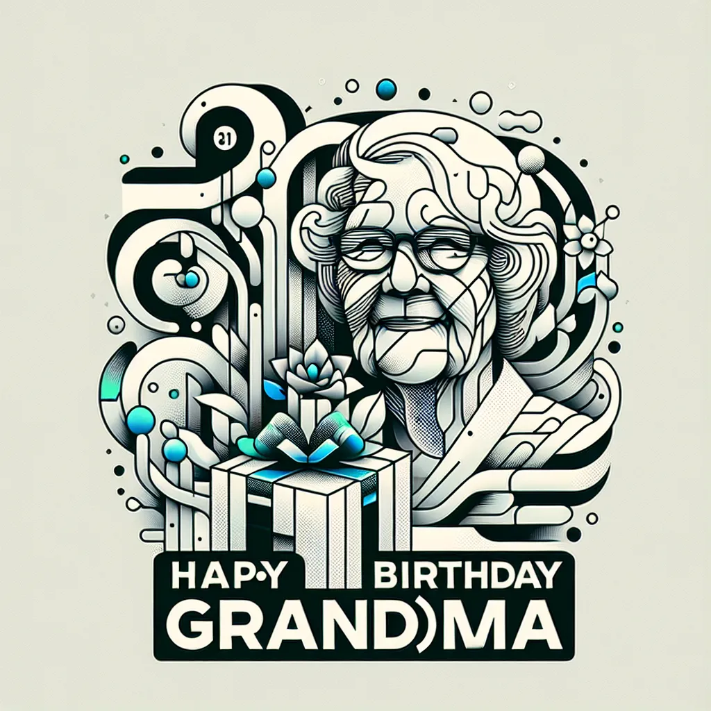 Happy 31st Birthday Grandma with Gift Abstract Art Style