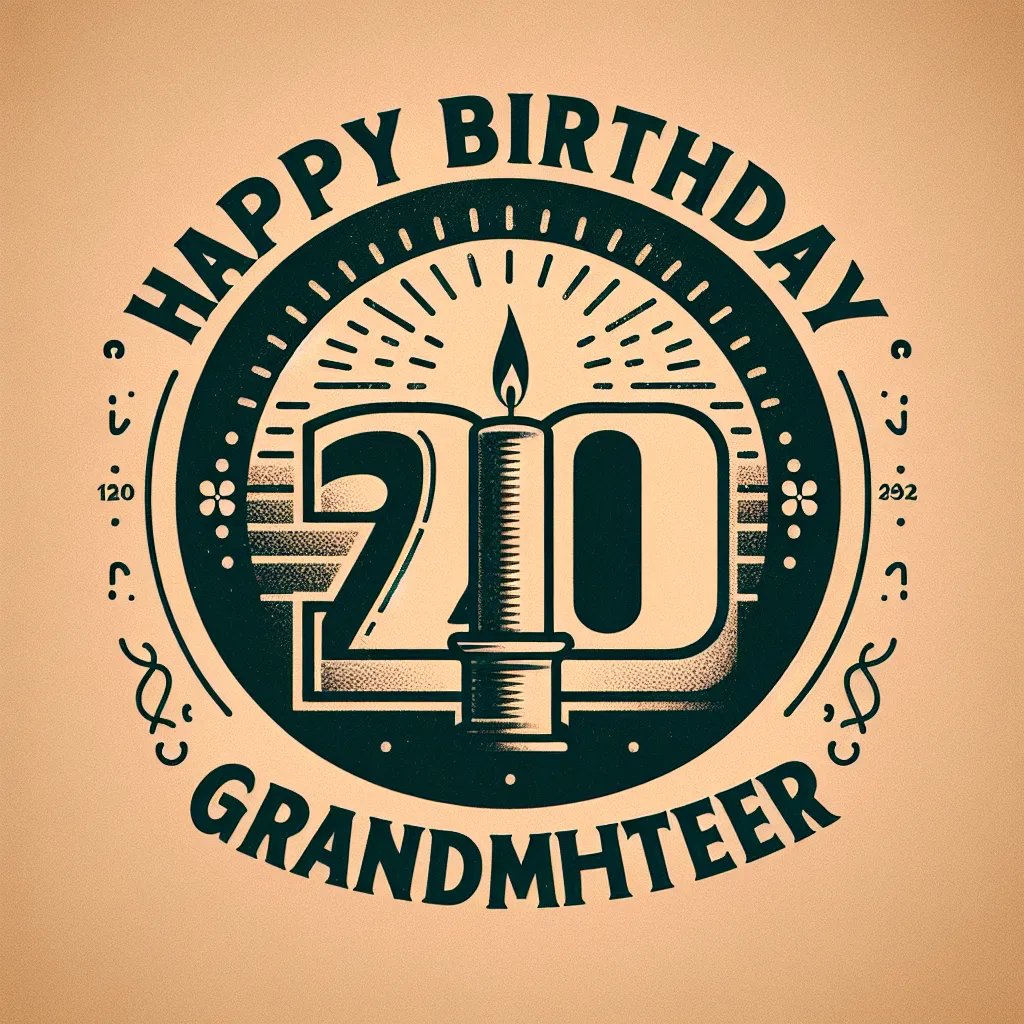 Happy 20th Birthday Grandmother with Candle Vintage Nostalgic Style