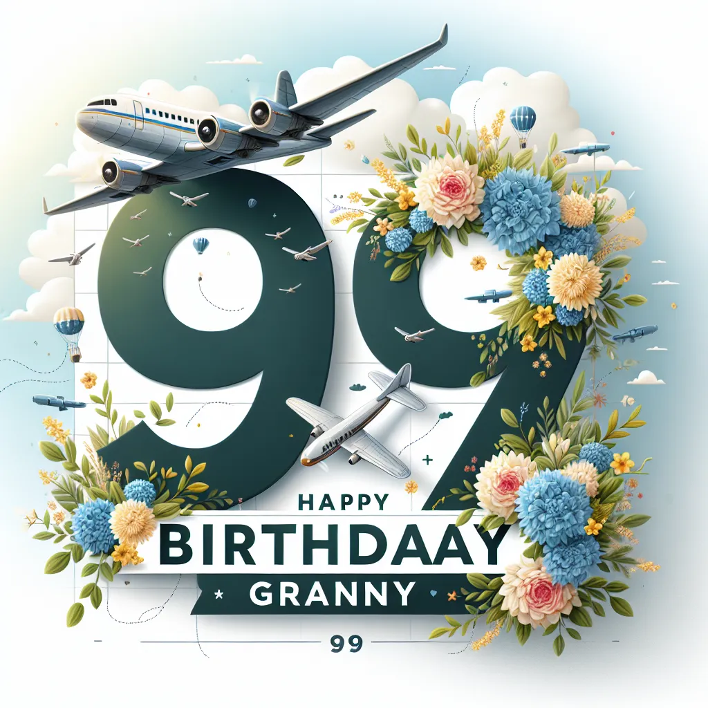 Happy 99th Birthday Granny with Airplanes Nature Floral Style