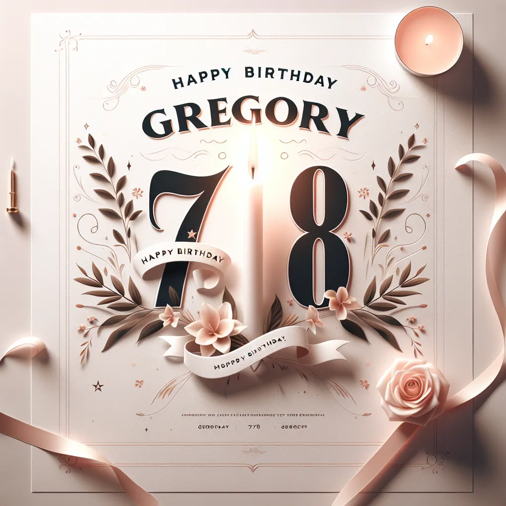 Happy 78th Birthday Gregory with Candle Elegant Classic Style