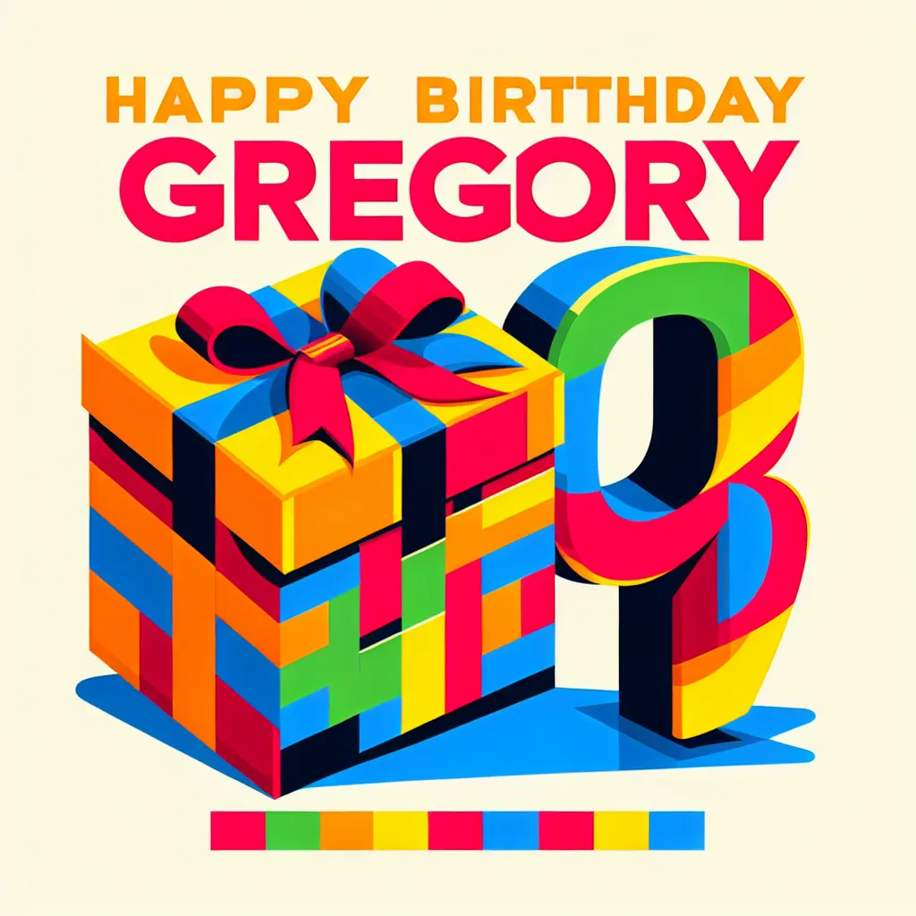 Happy 94th Birthday Gregory with Gift Pop Art Style