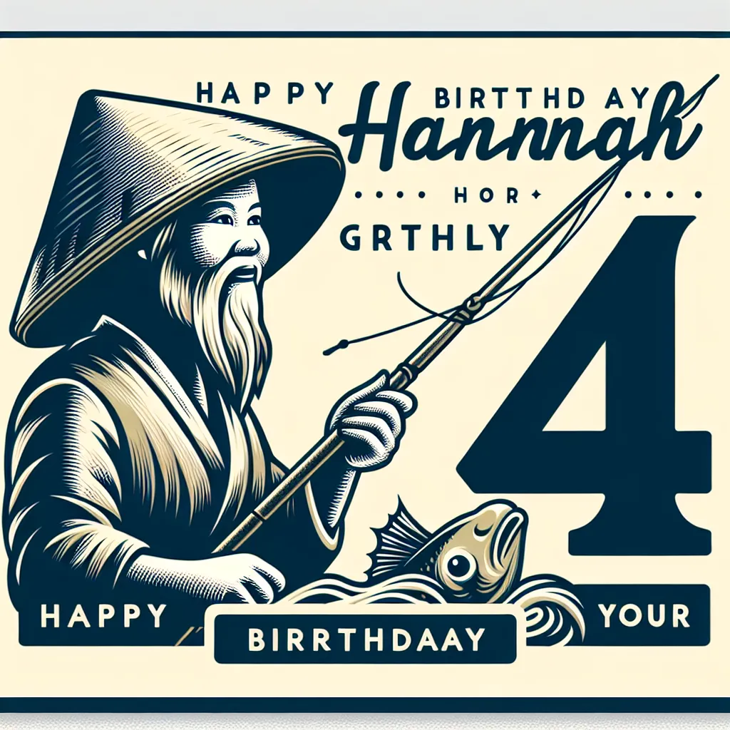 Happy 4th Birthday Hannah with Fisherman Elegant Classic Style