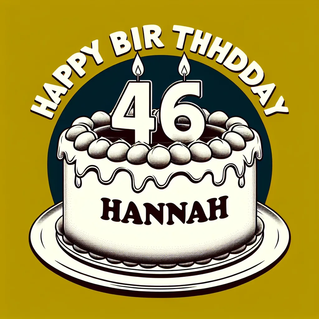 Happy 46th Birthday Hannah with Cake Humorous Funny Style