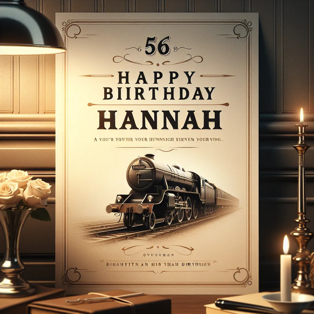 Happy 56th Birthday Hannah with Train Elegant Classic Style
