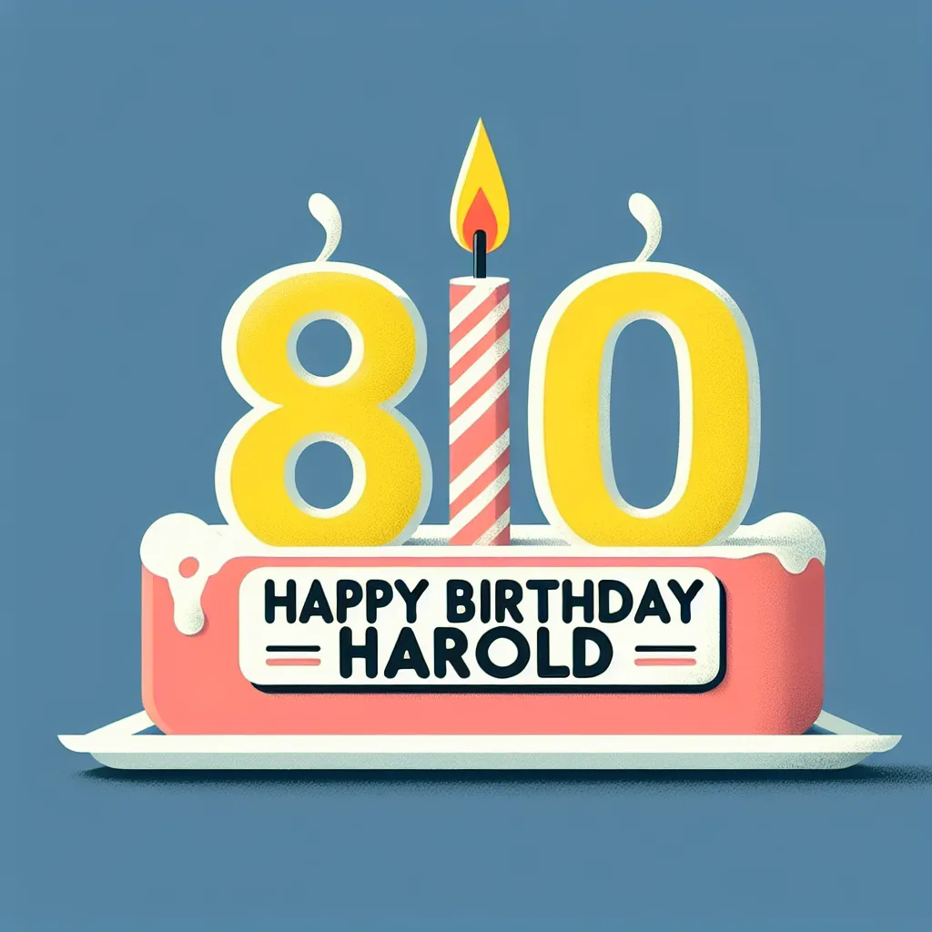 Happy 80th Birthday Harold with Candle Humorous Funny Style