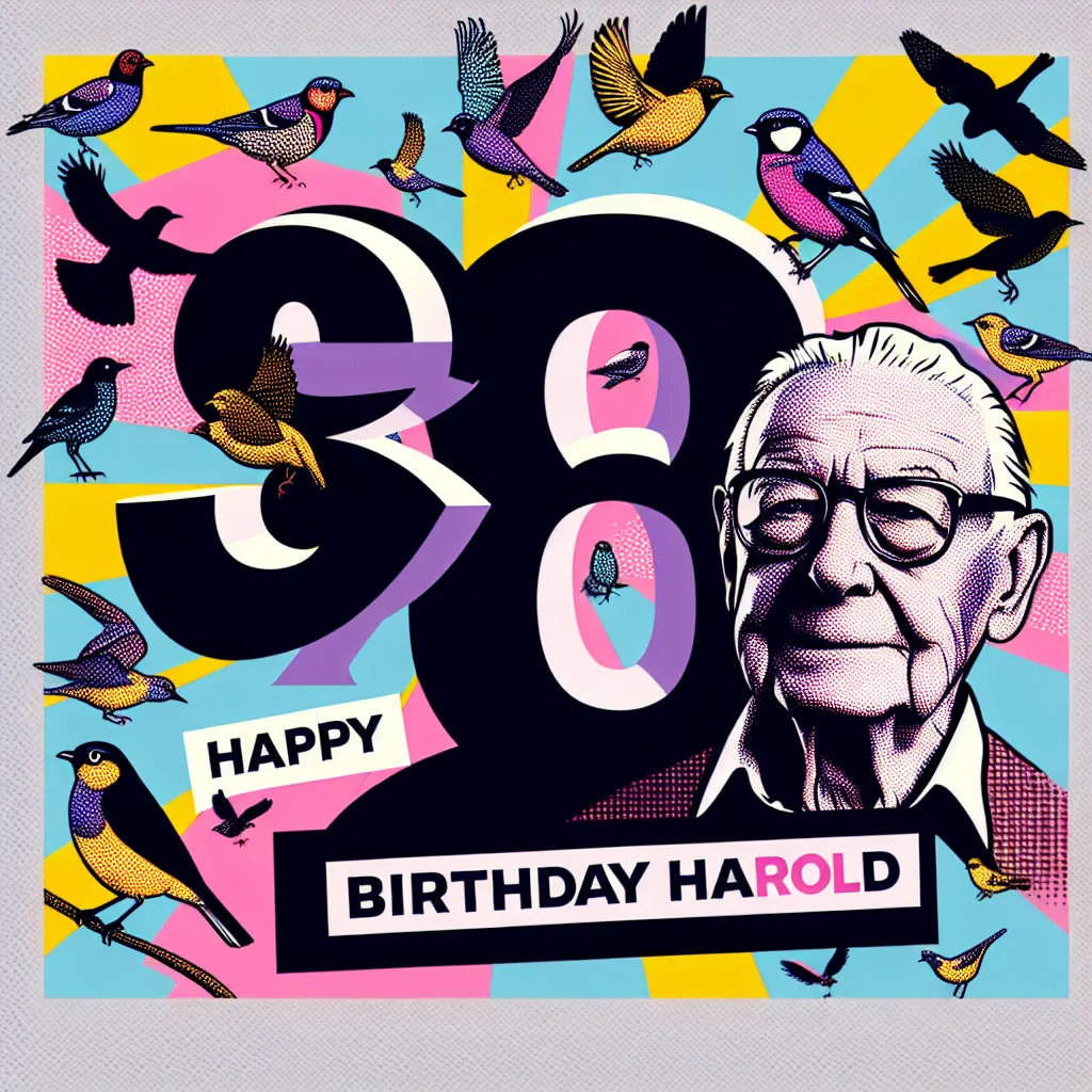 Happy 86th Birthday Harold with Birds Pop Art Style