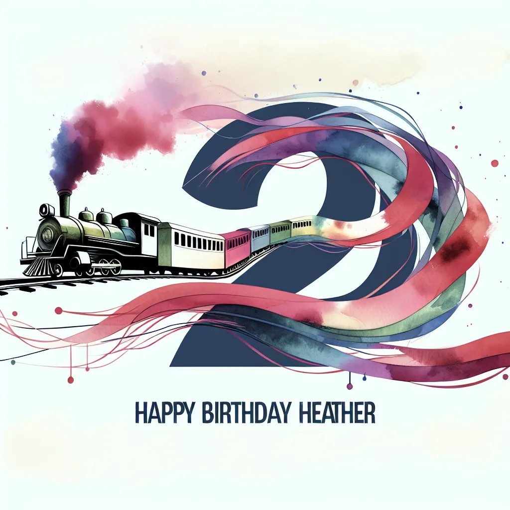 Happy 29th Birthday Heather with Train Watercolor Style