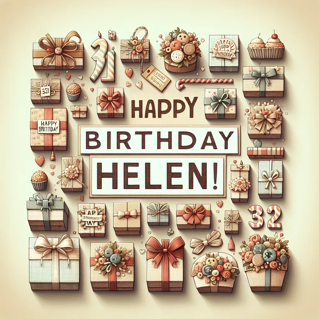 Happy 32nd Birthday Helen with Gift Handcrafted DIY Style