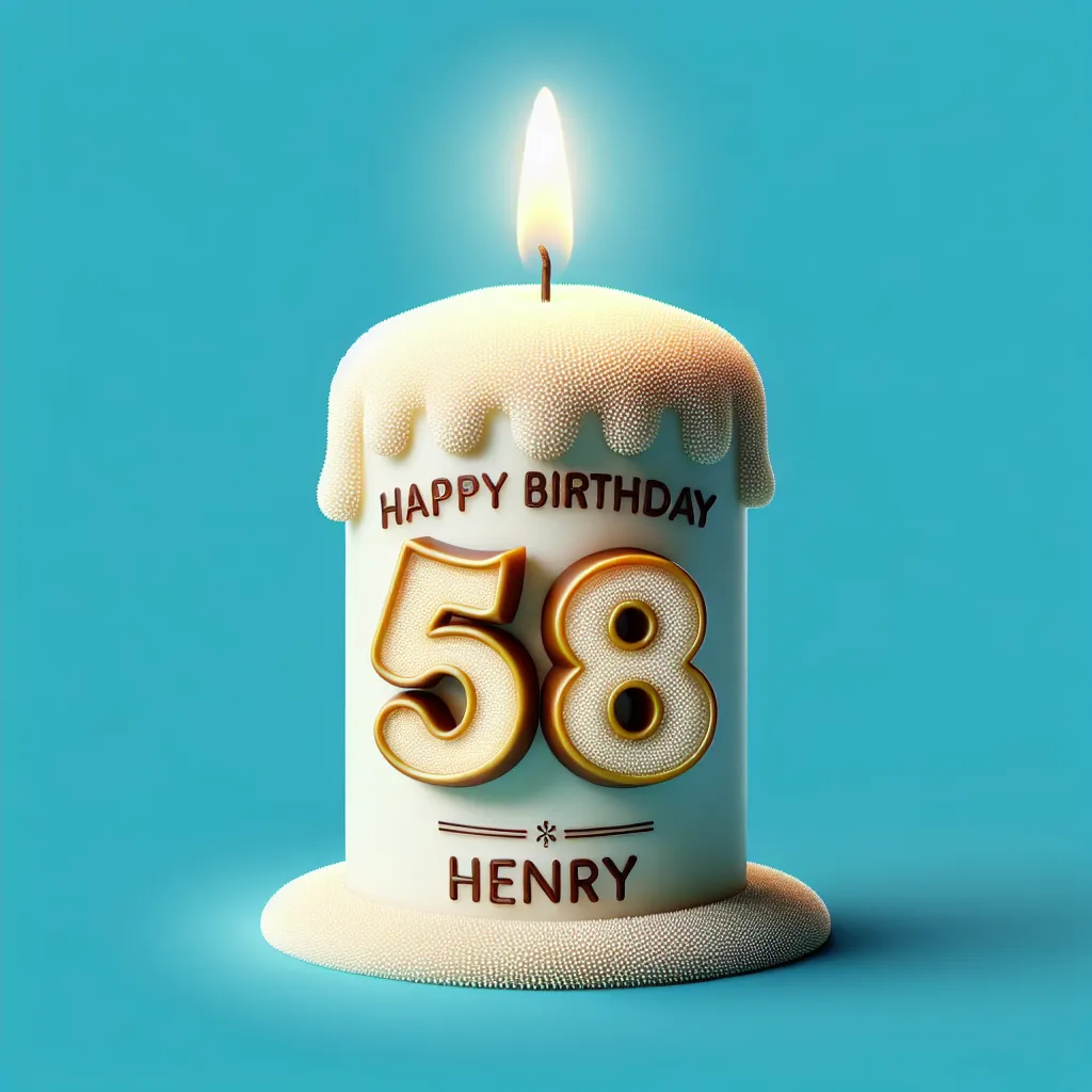 Happy 58th Birthday Henry with Candle Humorous Funny Style