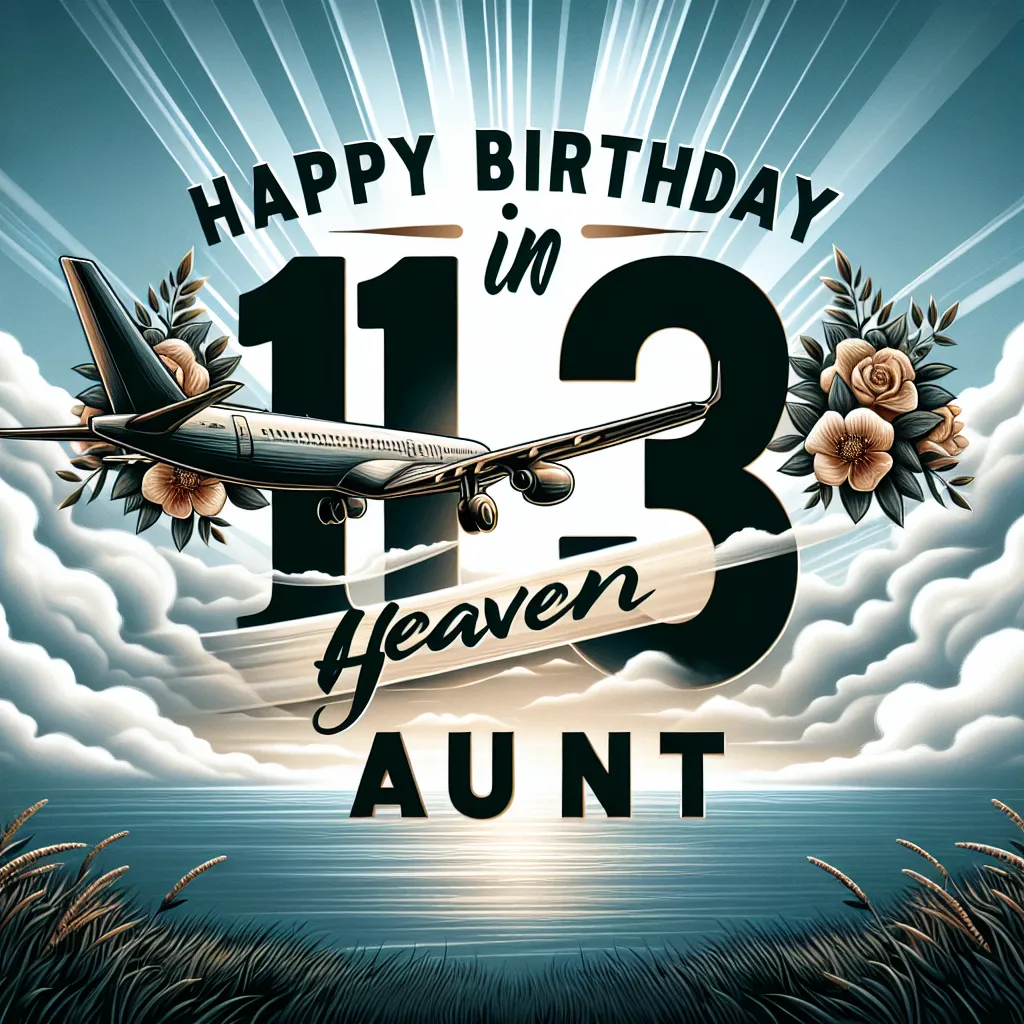 Happy 13th Birthday In Heaven Aunt with Airplanes Elegant Classic Style