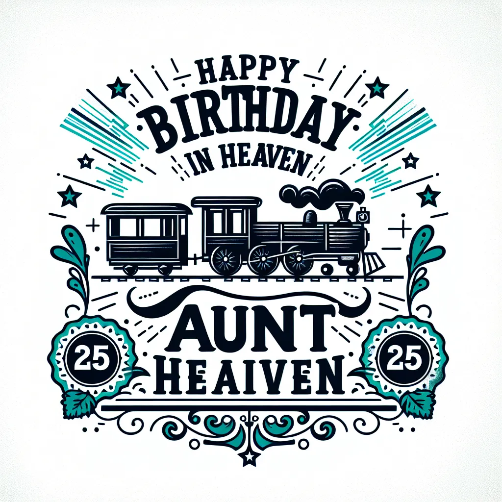 Happy 25th Birthday In Heaven Aunt with Train Handcrafted DIY Style