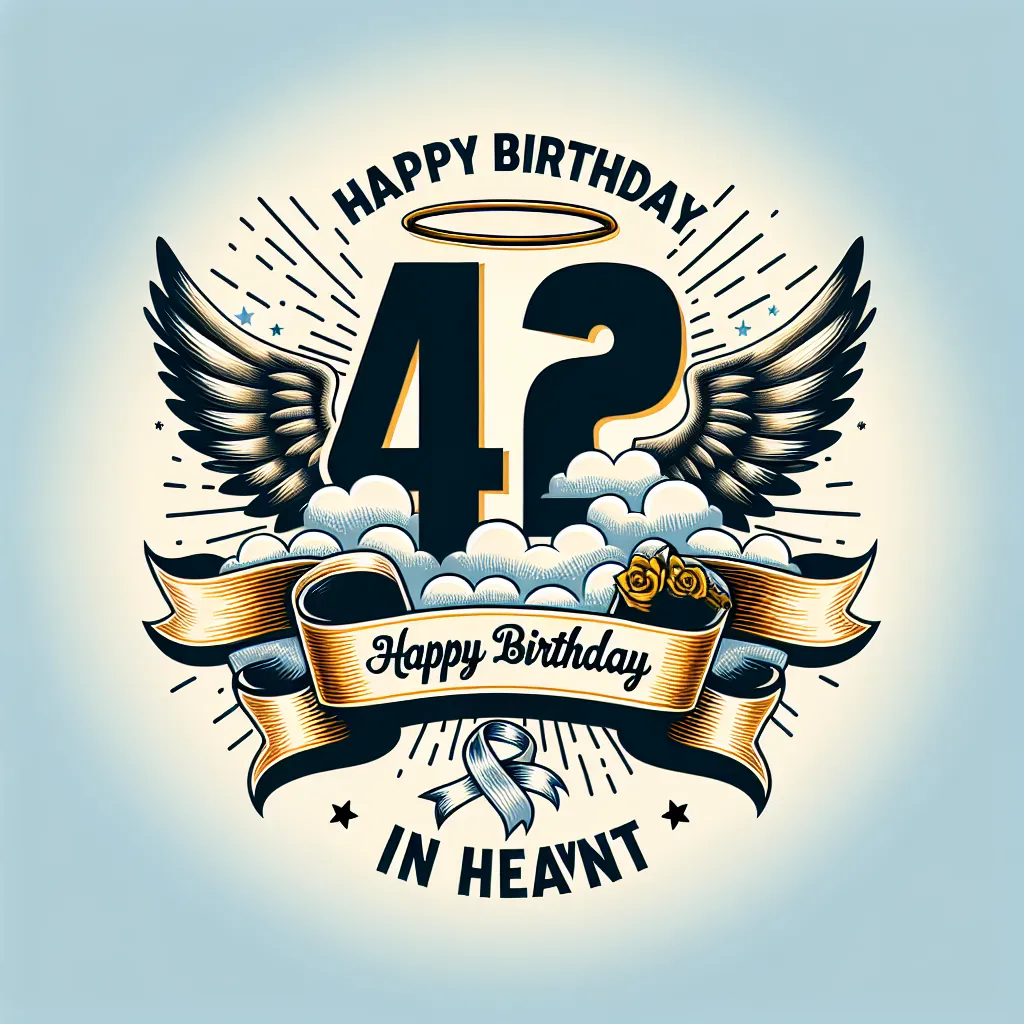 Happy 42nd Birthday In Heaven Aunt with Ribbon Humorous Funny Style