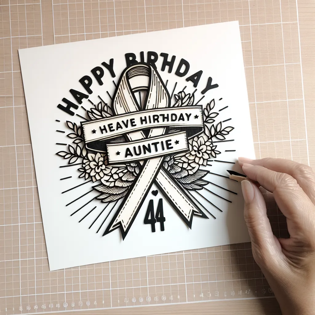 Happy 44th Birthday In Heaven Auntie with Ribbon Handcrafted DIY Style