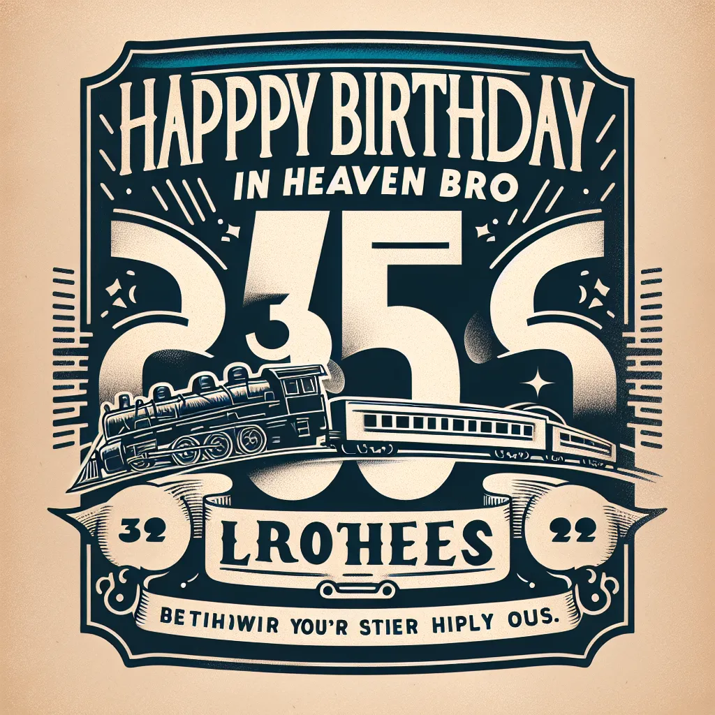 Happy 36th Birthday In Heaven Bro with Train Vintage Nostalgic Style