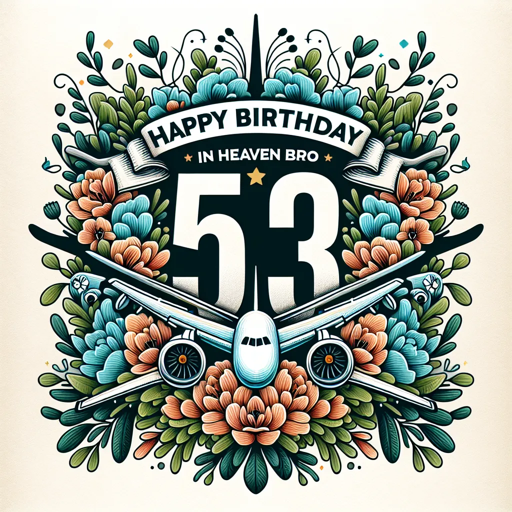 Happy 53rd Birthday In Heaven Bro with Airplanes Nature Floral Style