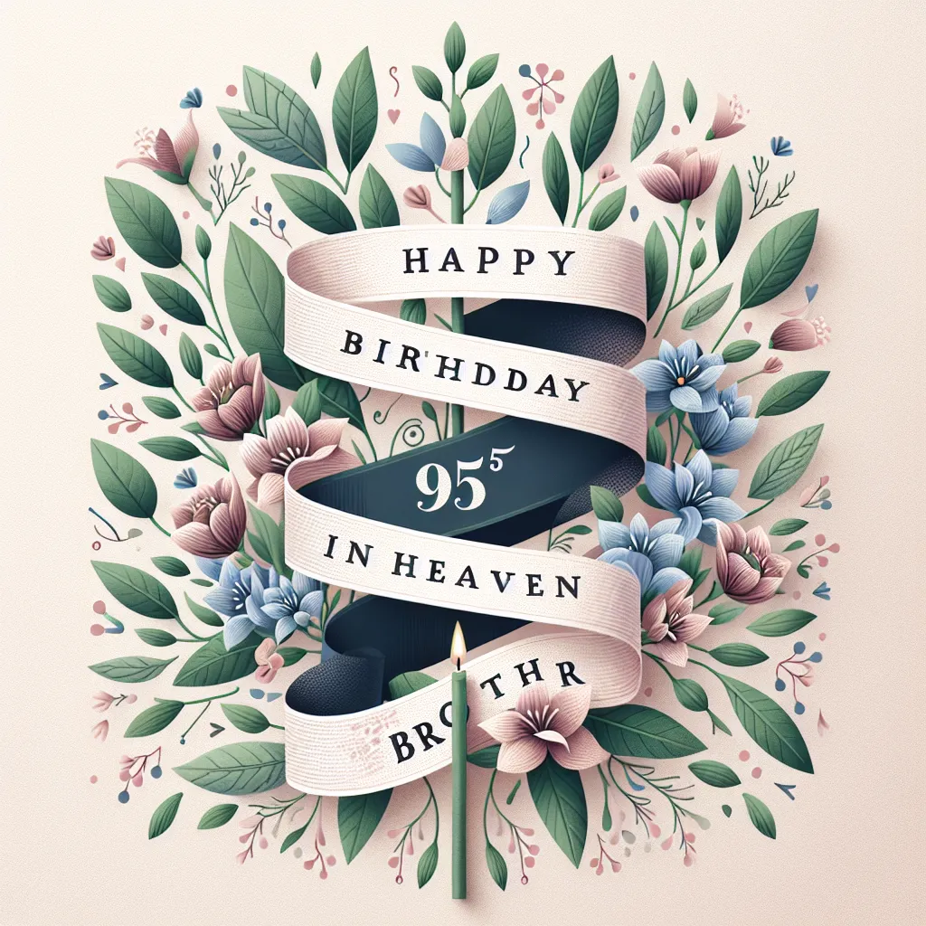 Happy 95th Birthday In Heaven Brother with Ribbon Nature Floral Style