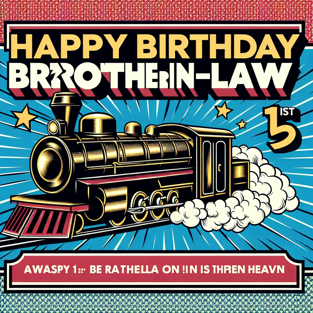 Happy 1st Birthday In Heaven Brother-In-Law with Train Pop Art Style