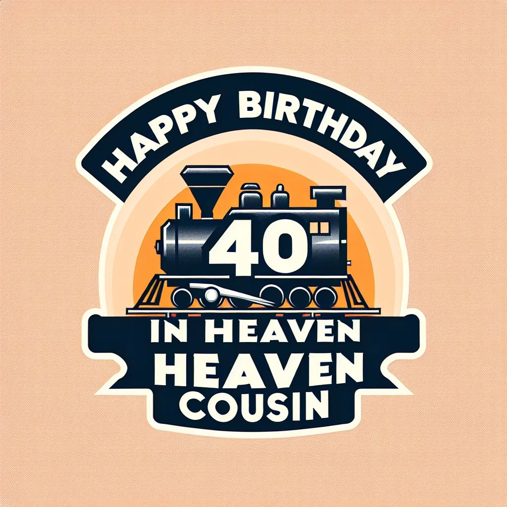 Happy 40th Birthday In Heaven Cousin with Train Humorous Funny Style