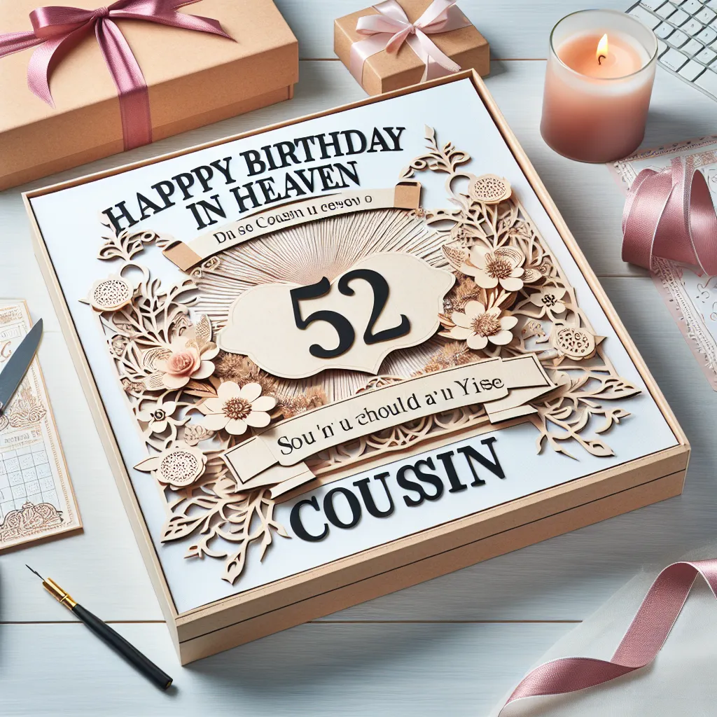 Happy 52nd Birthday In Heaven Cousin with Gift Handcrafted DIY Style