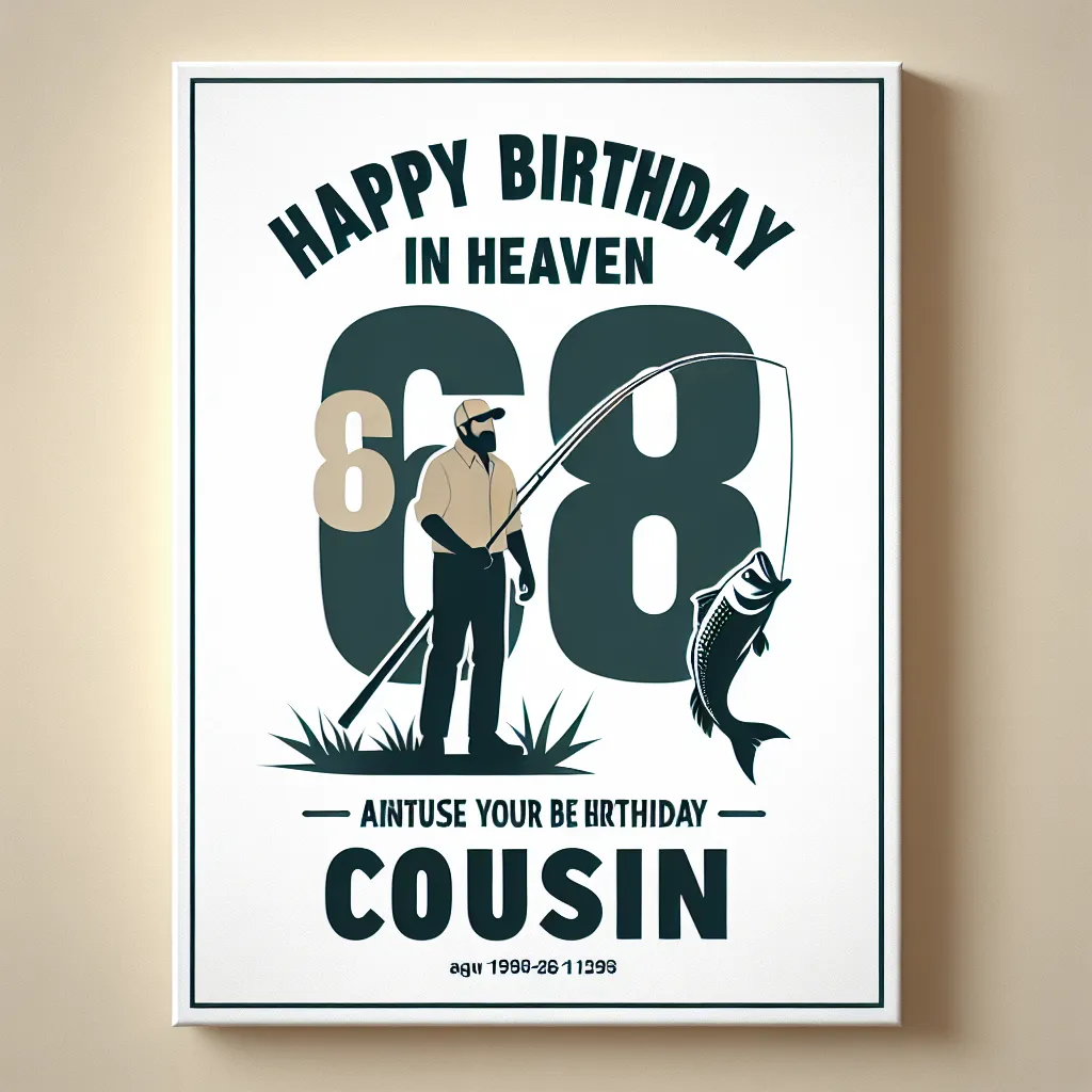 Happy 58th Birthday In Heaven Cousin with Fisherman Modern Minimalist Style