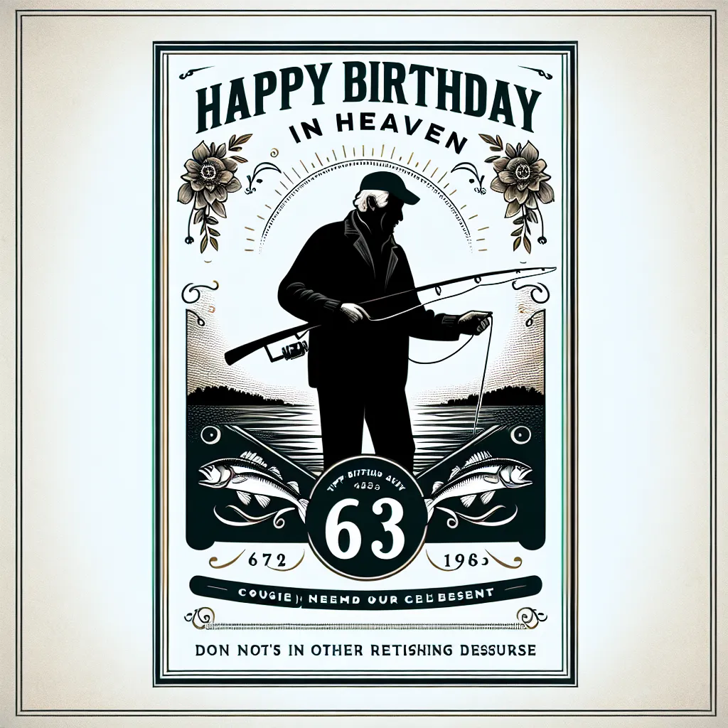 Happy 63rd Birthday In Heaven Cousin with Fisherman Elegant Classic Style