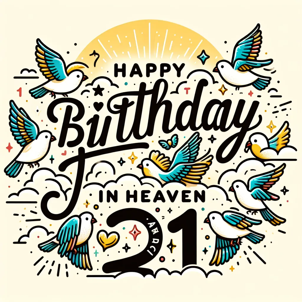 Happy 21st Birthday In Heaven Dad with Birds Humorous Funny Style