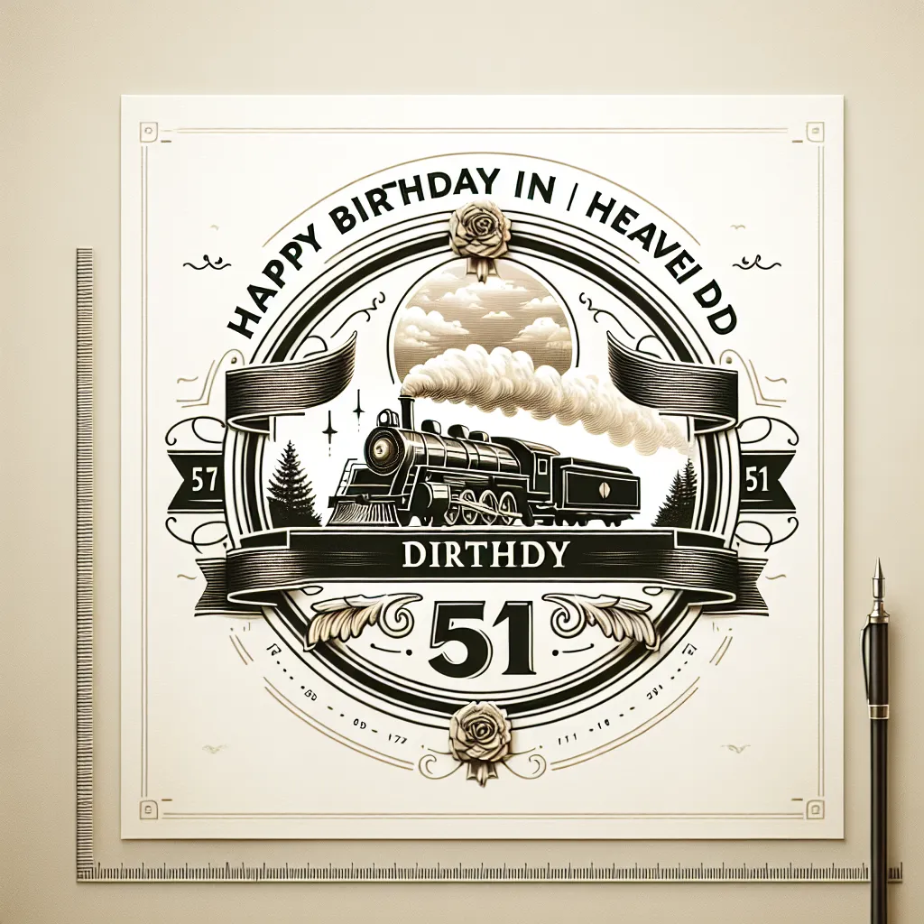 Happy 51st Birthday In Heaven Dad with Train Elegant Classic Style