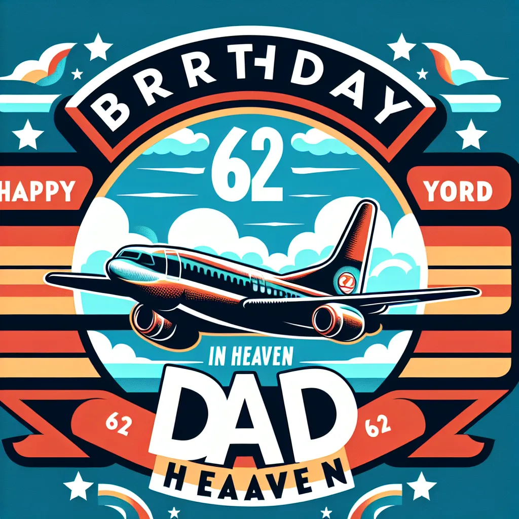 Happy 62nd Birthday In Heaven Dad with Airplanes Pop Art Style