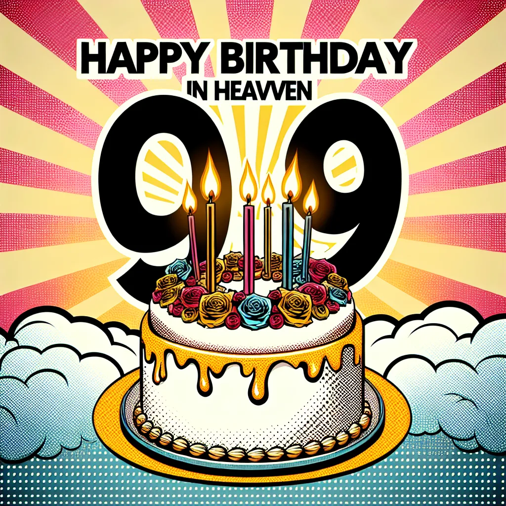 Happy 96th Birthday In Heaven Daddy with Cake Pop Art Style