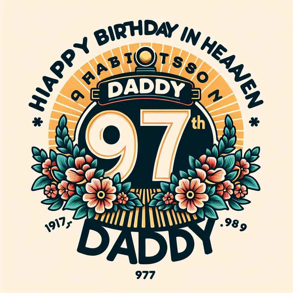 Happy 97th Birthday In Heaven Daddy with Train Nature Floral Style