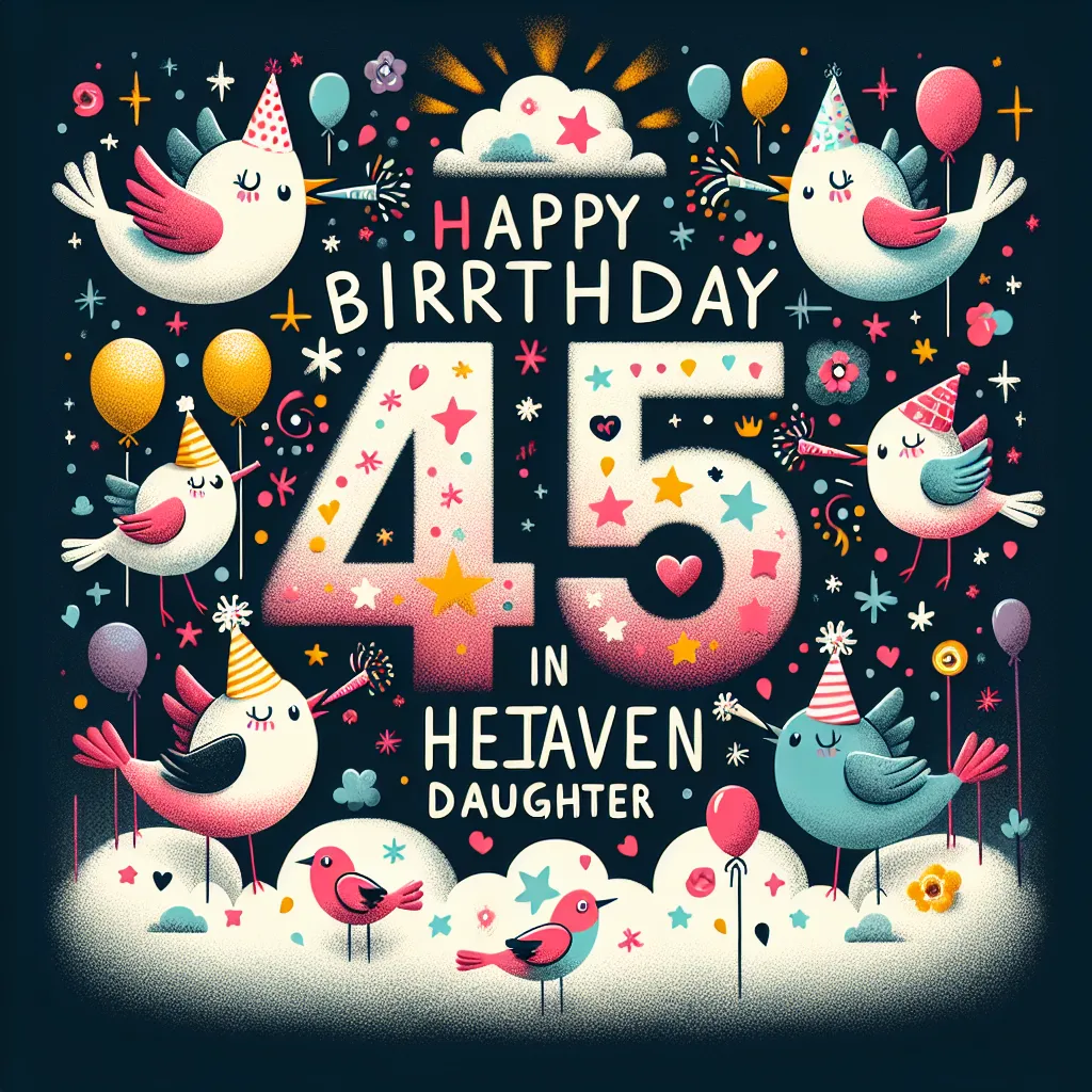 Happy 45th Birthday In Heaven Daughter with Birds Humorous Funny Style