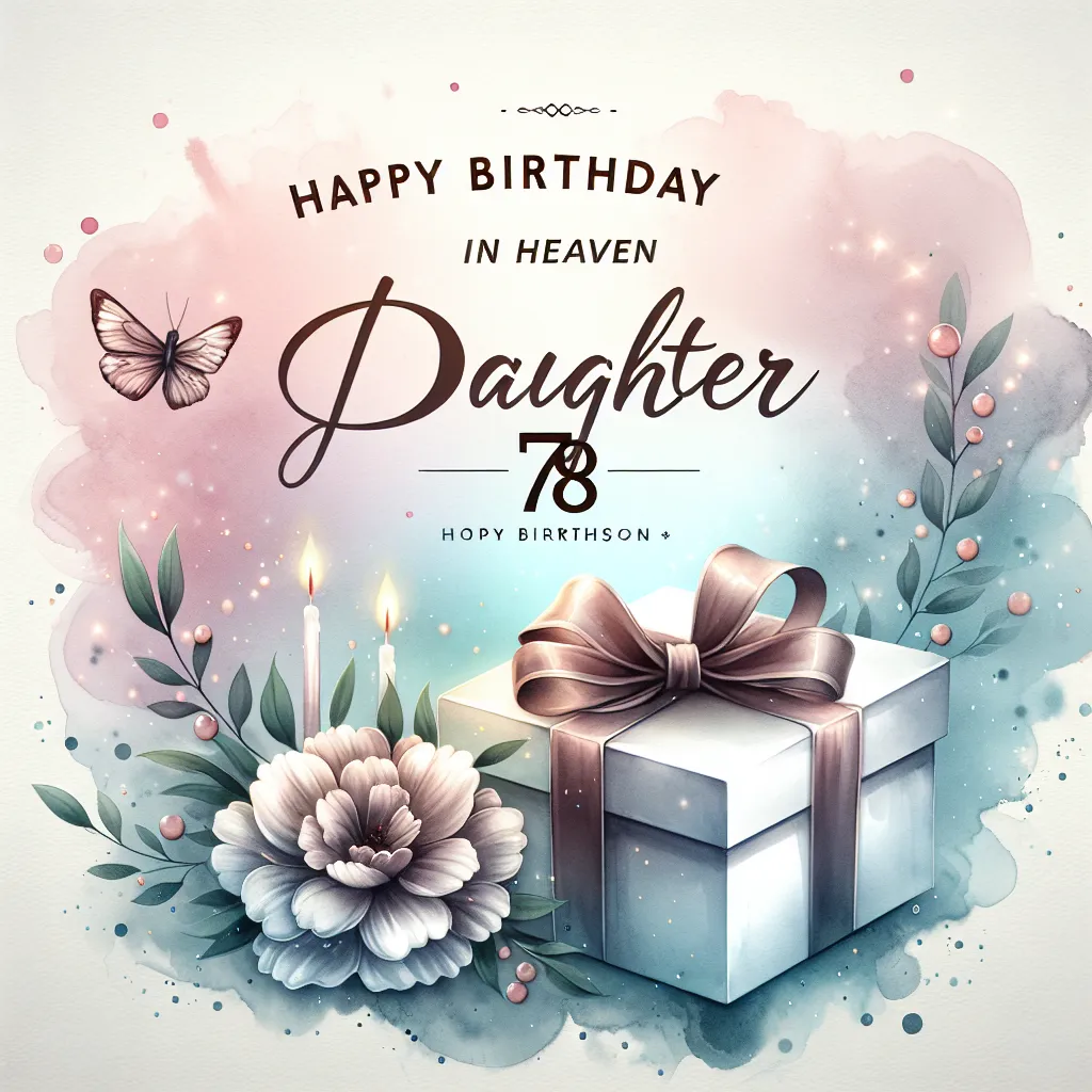Happy 78th Birthday In Heaven Daughter with Gift Watercolor Style