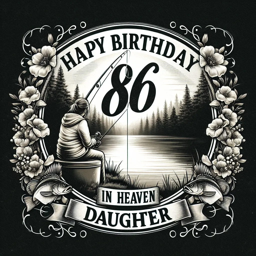 Happy 86th Birthday In Heaven Daughter with Fisherman Elegant Classic Style