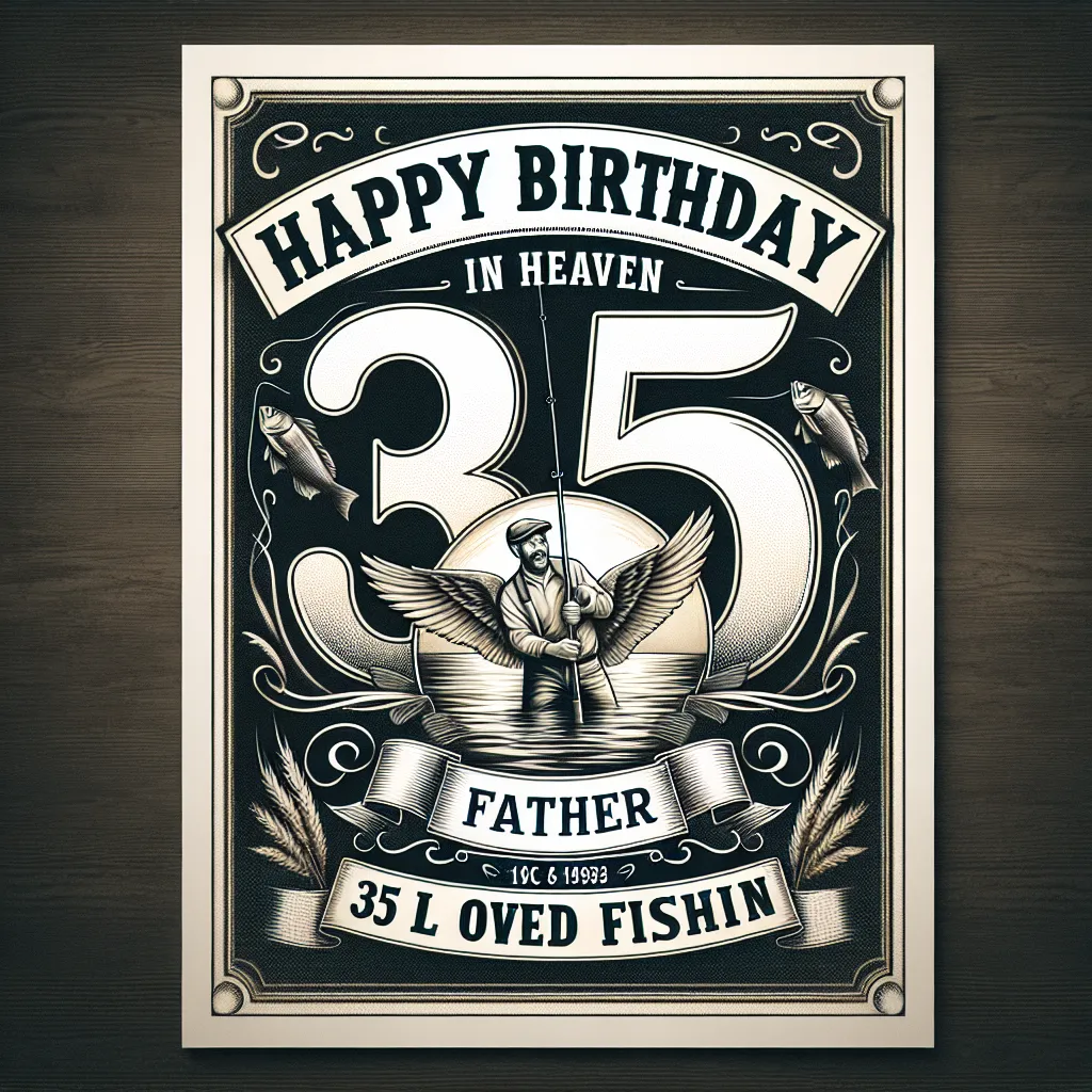 Happy 35th Birthday In Heaven Father with Fisherman Elegant Classic Style