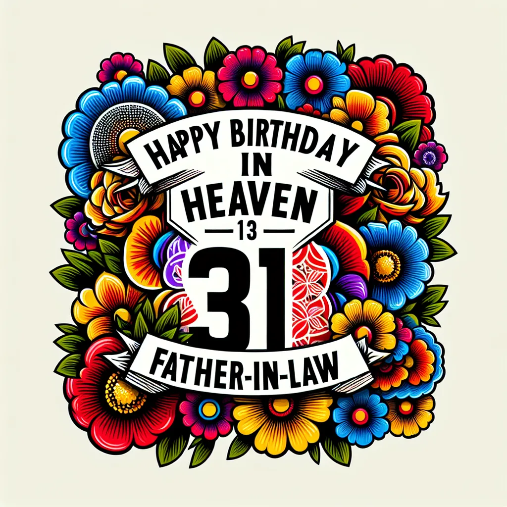 Happy 31st Birthday In Heaven Father-In-Law with Flowers Pop Art Style