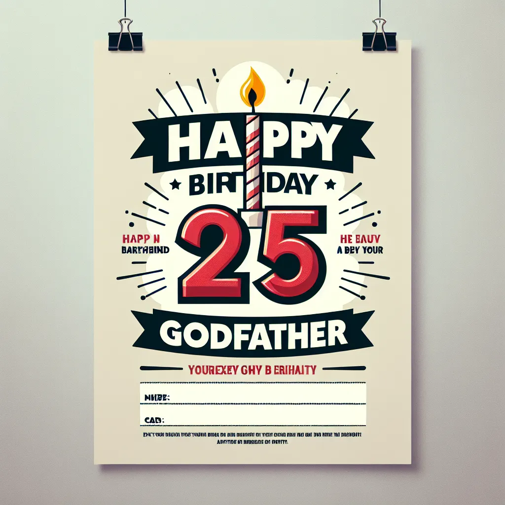 Happy 25th Birthday In Heaven Godfather with Candle Humorous Funny Style