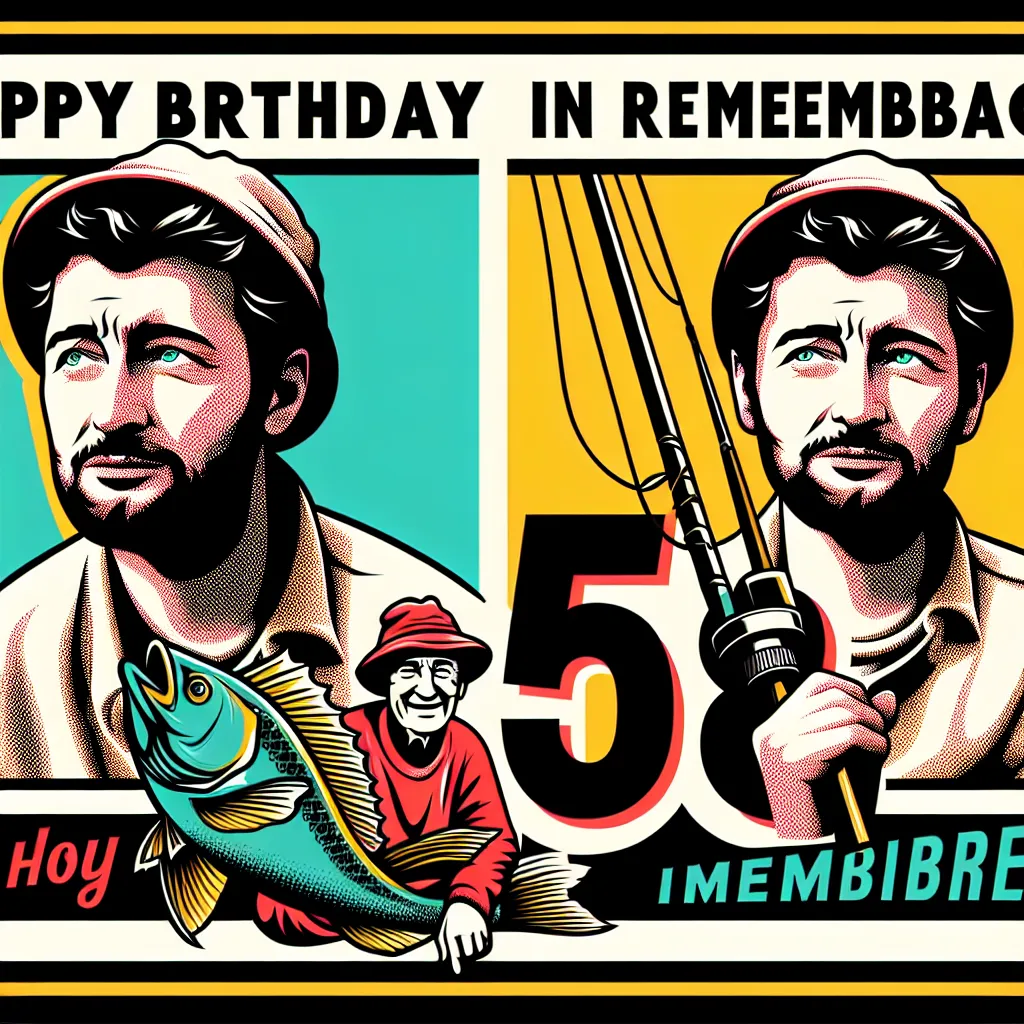 Happy 58th Birthday In Heaven Godfather with Fisherman Pop Art Style