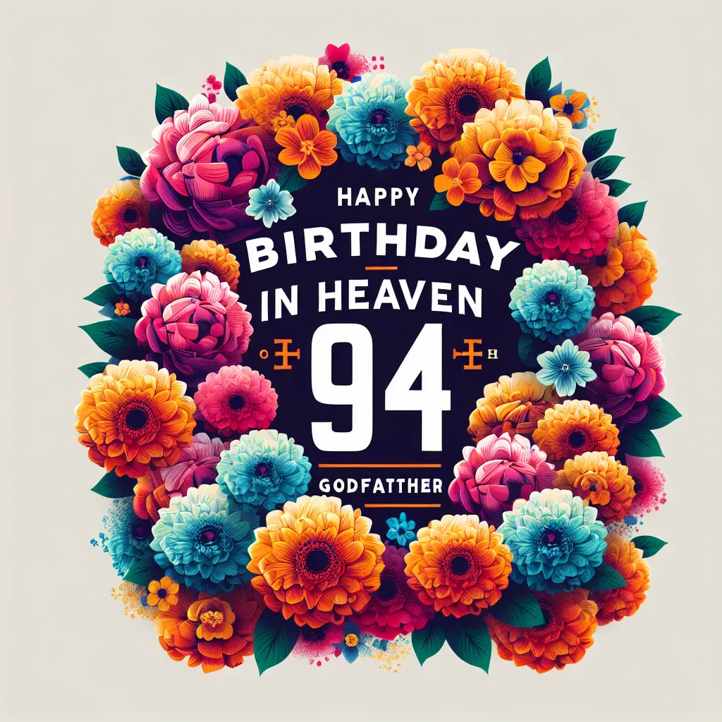 Happy 94th Birthday In Heaven Godfather with Flowers Abstract Art Style