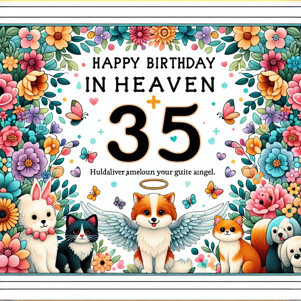 Happy 35th Birthday In Heaven Godson with Cute Animals Nature Floral Style