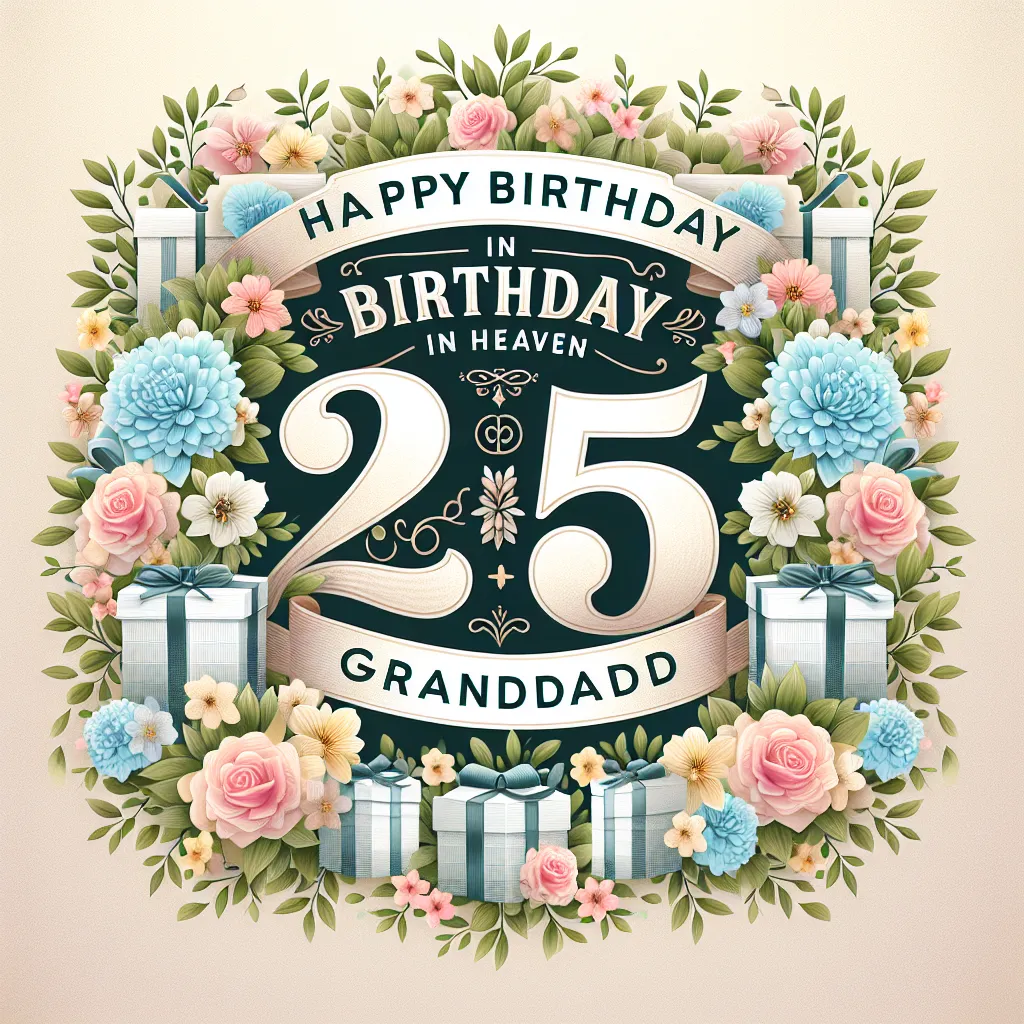 Happy 25th Birthday In Heaven Granddad with Gift Nature Floral Style