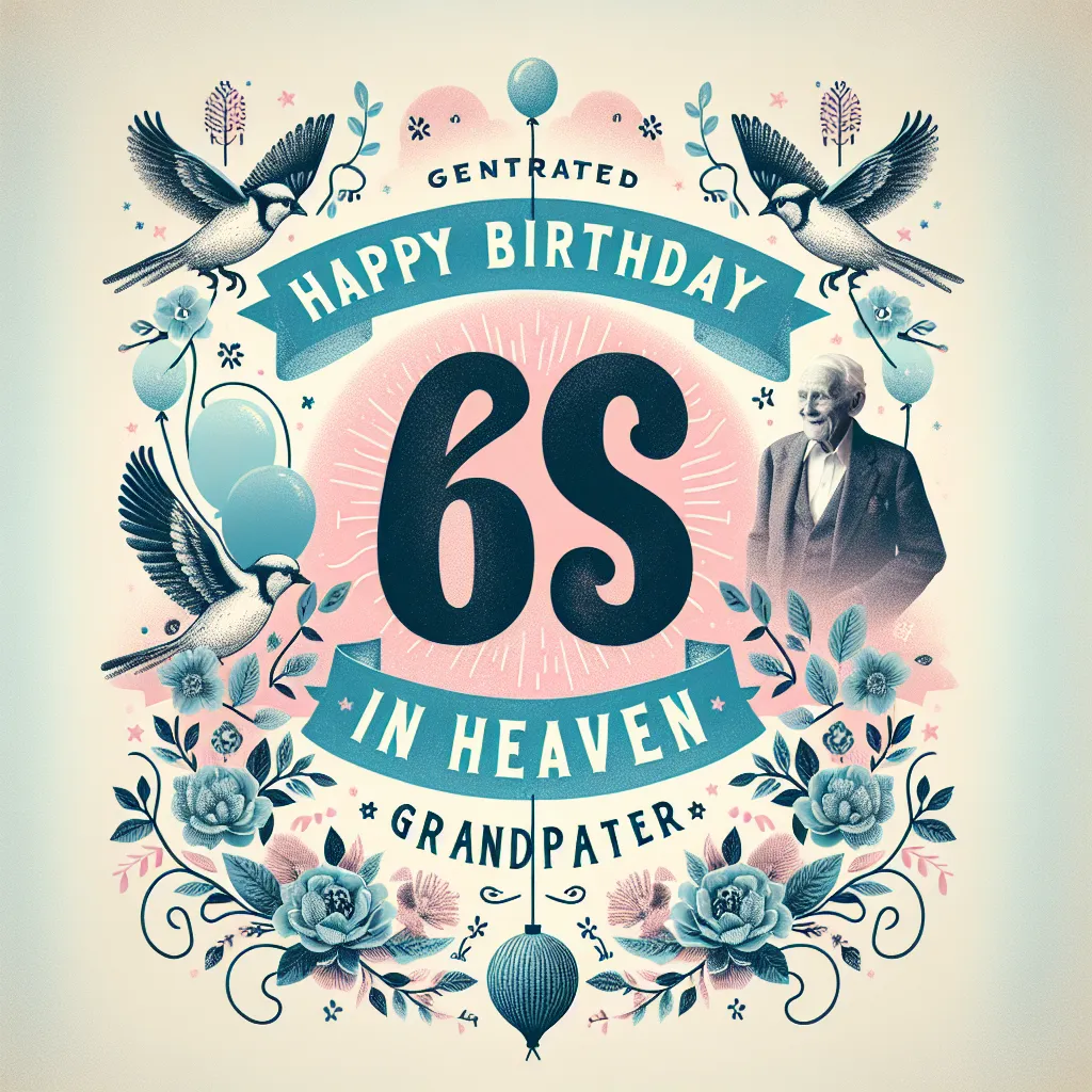 Happy 68th Birthday In Heaven Grandfather with Birds Handcrafted DIY Style