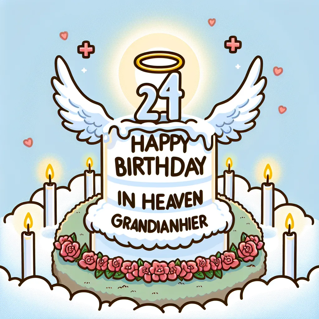 Happy 24th Birthday In Heaven Grandmother with Candle Humorous Funny Style