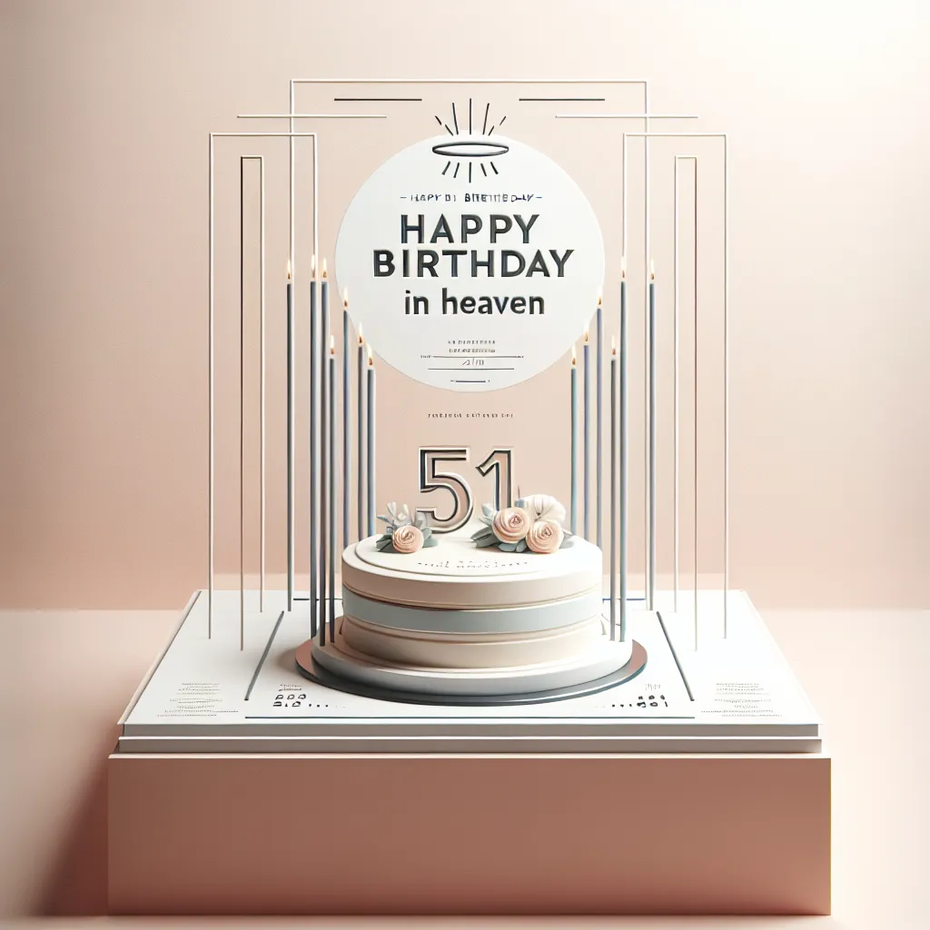 Happy 51st Birthday In Heaven Ma with Cake Modern Minimalist Style