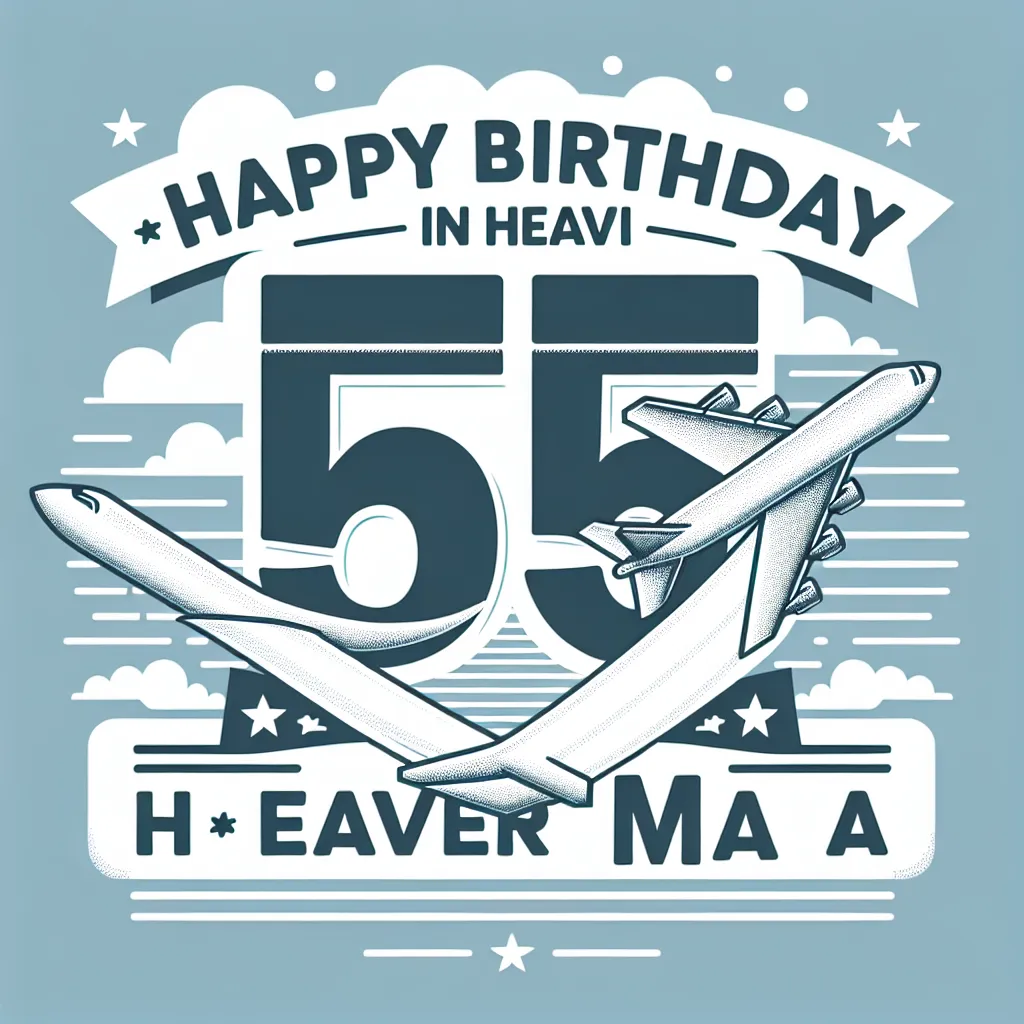 Happy 55th Birthday In Heaven Ma with Airplanes Modern Minimalist Style