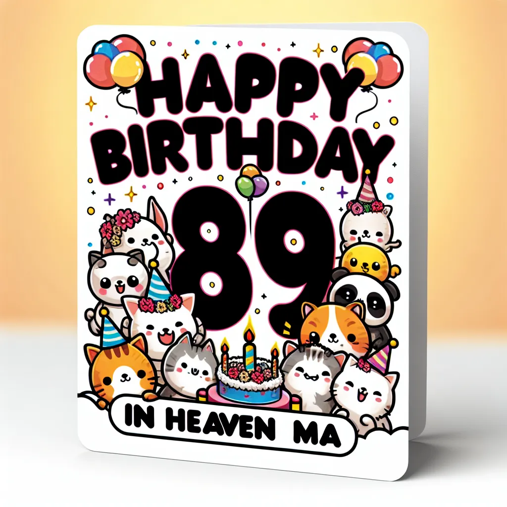 Happy 89th Birthday In Heaven Ma with Cute Animals Humorous Funny Style