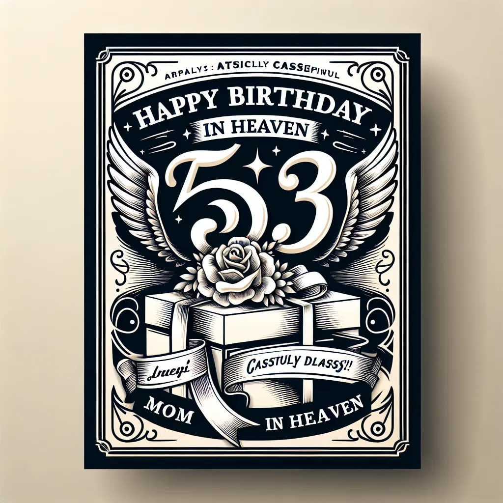 Happy 53rd Birthday In Heaven Mom with Gift Elegant Classic Style