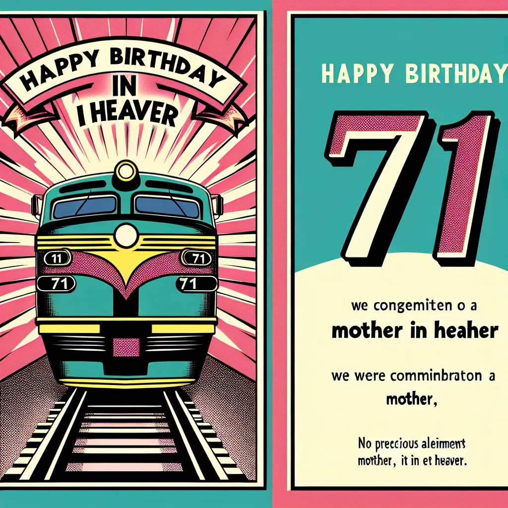 Happy 71st Birthday In Heaven Mommy with Train Pop Art Style